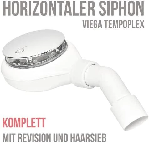 Viega sifonas Tempoplex dušo padėklo sifonas su 90mm chromo dangteliu (634100)