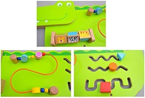 Viga Toys Medinė Edukacinė Lenta Krokodilas Sensoryinė