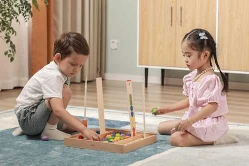 Viga medinis edinis žaidimas loginis karoliukai 104 Montessori elementai
