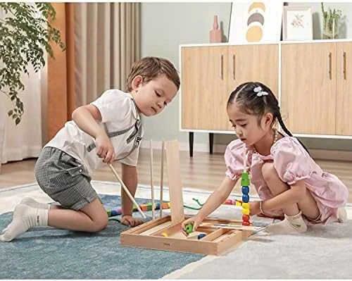 Viga medinis edinis žaidimas loginis karoliukai 104 Montessori elementai