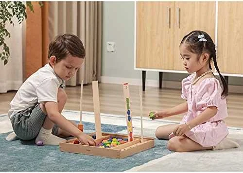 Viga medinis edinis žaidimas loginis karoliukai 104 Montessori elementai