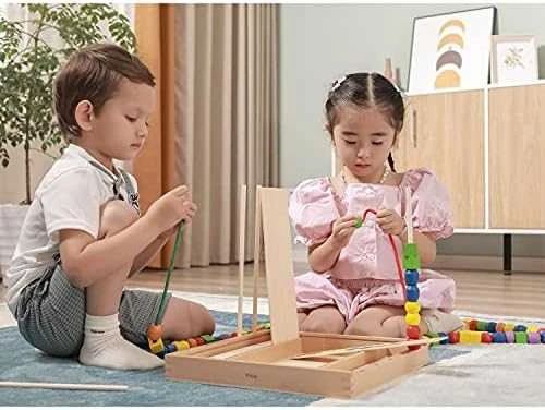 Viga medinis edinis žaidimas loginis karoliukai 104 Montessori elementai