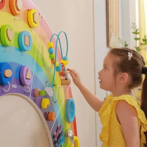 Viga Toys VIGA medinė sensorinė manipuliacinė lenta EDU Vaivorykštė
