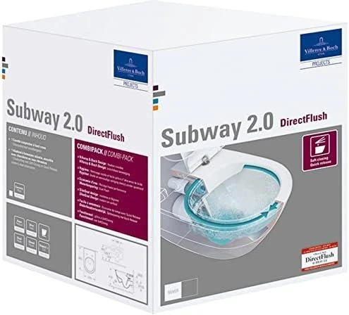 Pakabinamas klozetas Villeroy & Boch Subway 2 Direct Flush su slim Soft Close dangčiu ir CeramicPlus
