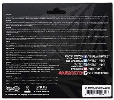 PATRIOT Memory Viper Steel PVS416G320C6K - 16 GB - 2 x 8 GB - DDR4 - 3200 MHz - 288-pin DIMM