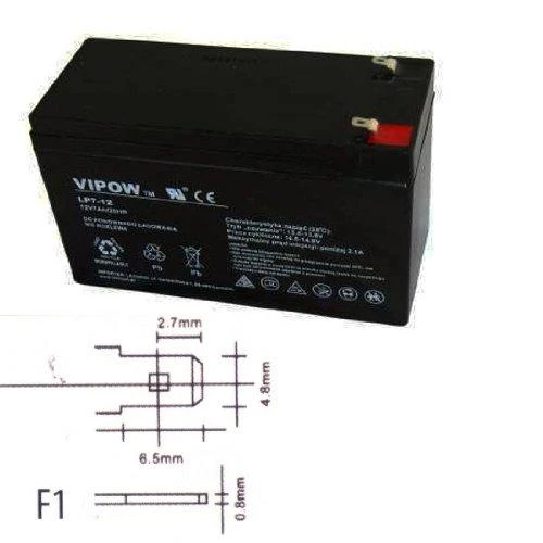 Švino akumuliatorius VIPOW 12V 7.0Ah