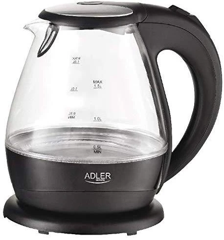 Adler | Virdulys | AD 1224 | Standard | 2000 W | 1.5 L | Glass | 360° rotational base | Juodas