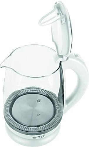 ECG Elektrinė virdulys RK 2020 Baltas Glass, 2 L, 360° base with power cord storage, Mėlyna backlight, 1850-2200 W