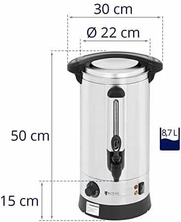 Virdulys Royal Catering Warnik karšto vandens šildytuvas dvigubas sienas plieno 8.7L 1500W