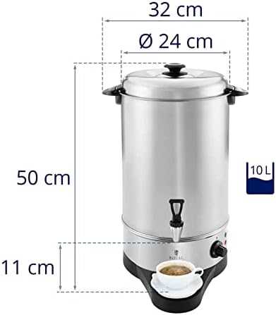 Virdulys Royal Catering Šiltesnis šildytuvas su lašinamuoju tinkleliu karštam vandeniui, nerūdijantis plienas 230V 10L