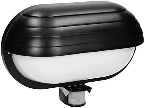 Sieninis šviestuvas Orno MUSAM, sodo šviestuvas su 180° judesio jutikliu, 1x60W, E27, IP44, su sklende, plastikinis, juodas