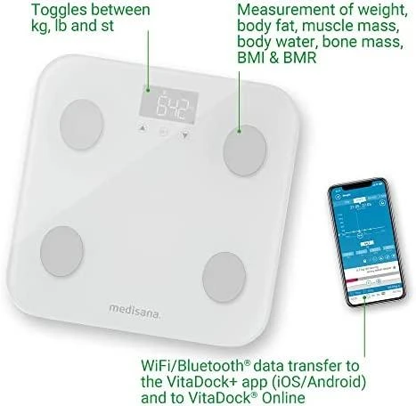 Medisana BS 600 Connect WiFi kūno analizės svarstyklės (baltas)