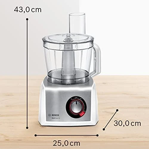 Virtuvinis kombainas Bosch MC812S814 Virtuvės kombainas, MultiTalent 8, 1250 W, Baltas, šiaušto nerūdijančio plieno