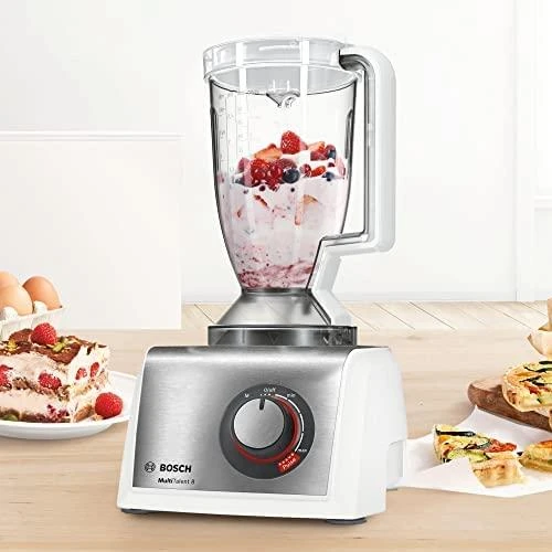 Virtuvinis kombainas Bosch MC812S814 Virtuvės kombainas, MultiTalent 8, 1250 W, Baltas, šiaušto nerūdijančio plieno