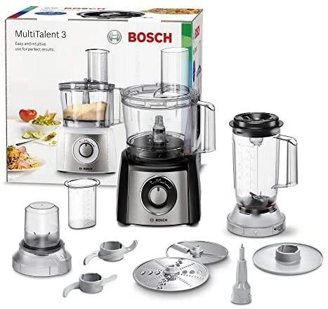Virtuvinis kombainas Bosch Food processor MultiTalent 3 Plus 900 W, Juoda, šiaušto nerūdijančio plieno