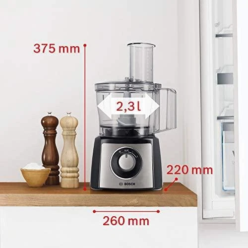 Virtuvinis kombainas Bosch Food processor MultiTalent 3 Plus 900 W, Juoda, šiaušto nerūdijančio plieno