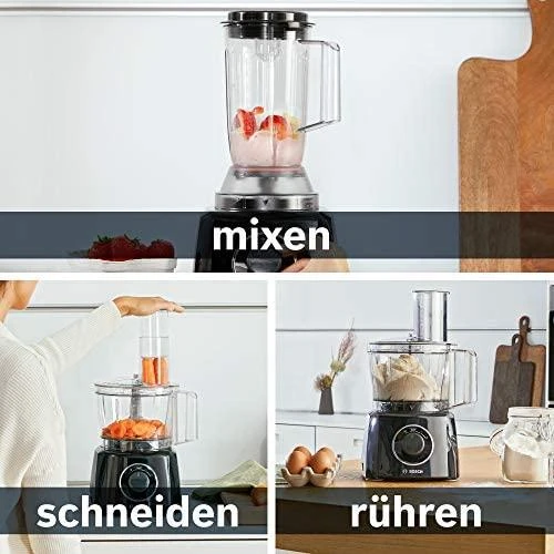 Virtuvinis kombainas Bosch | Food processor | MCM3201B | 800 W | Greičių skaičius 2 | Bowl capacity 2,3 L | Ice crushing | Maišytuvas | Juodas