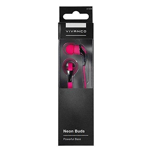 Vivanco Neon Buds rožinės ausinės pakuotėje