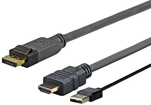 DisplayPort į HDMI laidas su USB jungtimi