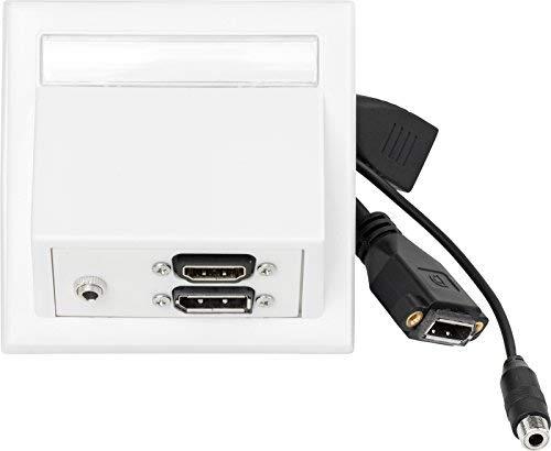 „VivoLink WI221292“ maitinimo lizdas, HDMI + DisplayPort + 3,5 mm, baltas