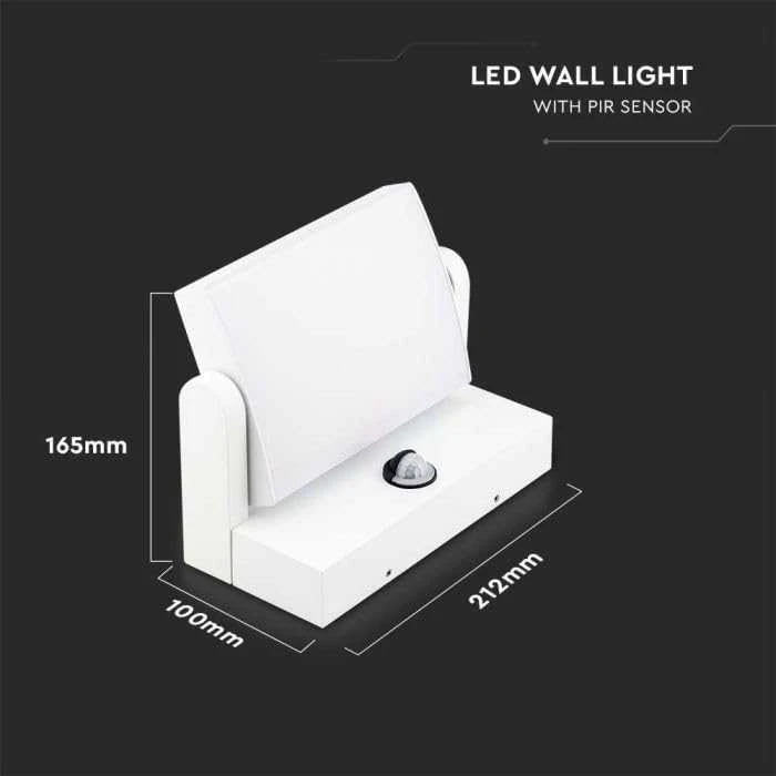 Sieninis šviestuvas V-tac 17W LED paviršinis lauko šviestuvas, baltas, 3000K, su judesio davikliu