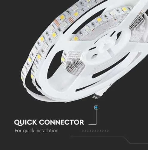 V-tac 8W/m LED juosta, 60 LED/m, RGB + 4000K, 5 metrų ritė