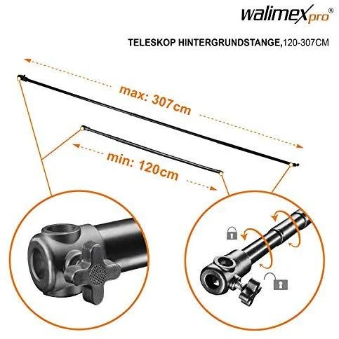 Walimex TELESCOPIC Fono skersinis, 120-307cm (15228)