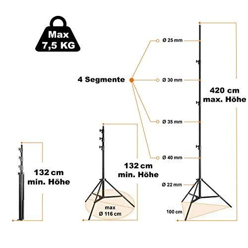 „Walimex wT-420 Lampenstativ“, 420 cm (14595)