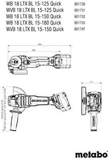 METABO šlifuoklis KĄT.WB 18 LTX BL 15-125 QUICK CARCASS METABOX