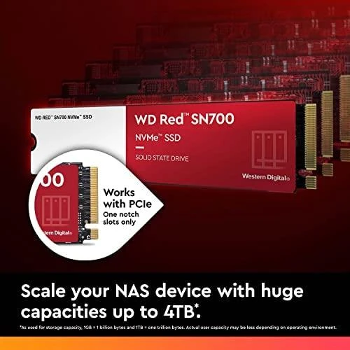 WD Raudona SSD SN700 NVMe 500GB M.2 2280 PCIe Gen3 8Gb/s vidinis diskas NAS įrenginiams, maitinamas „SANDISK“