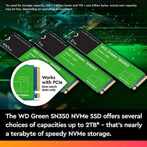 Western Digital WD Žalias SN350 NVMe SSD 2TB M.2 2280 PCIe Gen3 8Gb/s