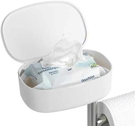 Popierinis stovas ir šepetys wc su lentyna ir krepšeliu RIVAZZA, 4in1, baltas, WENKO