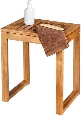 Wenko Akacijos medienos vonios taburetė FONDI, aukštis 46 cm
