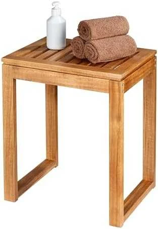 Wenko Akacijos medienos vonios taburetė FONDI, aukštis 46 cm