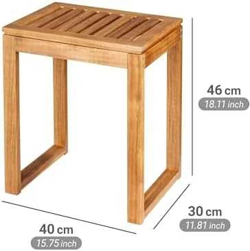 Wenko Akacijos medienos vonios taburetė FONDI, aukštis 46 cm