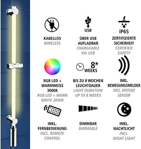 Wenko LED dušo strypas, 94 cm, RGB, VENKO