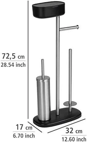 Popierinis stovas ir šepetys wc su lentyna ir krepšeliu RIVAZZA, 4in1, juodas, WENKO