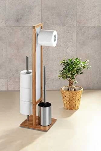 Tualeto popieriaus stovas ir šepetys wc RIVALTA, 3in1, bambukas, WENKO