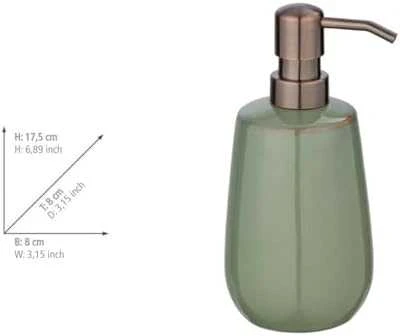 Skysto muilo dozatorius SIRMIONE, keraminis, žalias su variniu kraštu, 430 ml, Wenko