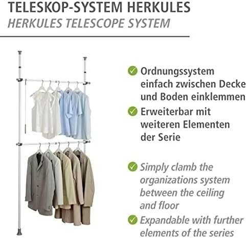 HERKULES BASIC WENKO drabužių pakabinimo rėmas, teleskopiniai strypai spintai, 2 lygiai