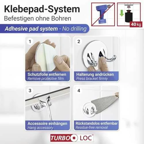 Vandens ištraukiklis langams ir kabinoms Turbo-Loc TERNI, nerūdijantis plienas, WENKO