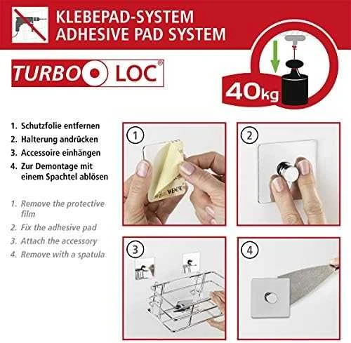 Kampinė vonios lentyna QUADRO, Turbo - Loc, Wenko