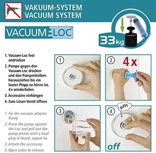 Vacuum-Loc rankšluosčių kabykla, 2 vnt., juoda, WENKO
