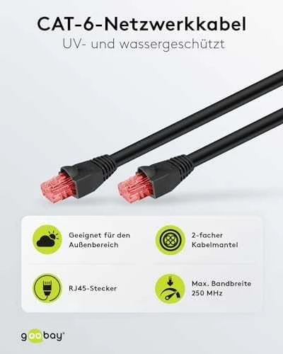 Wentronic Goobay Lauke kabelis U / UTP cat.6 CU juoda 60m 55438