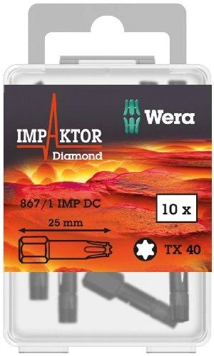 Atsuktuvo antgalis WERA 867/1 IMP DC Torx TX40 25mm, 10vnt.