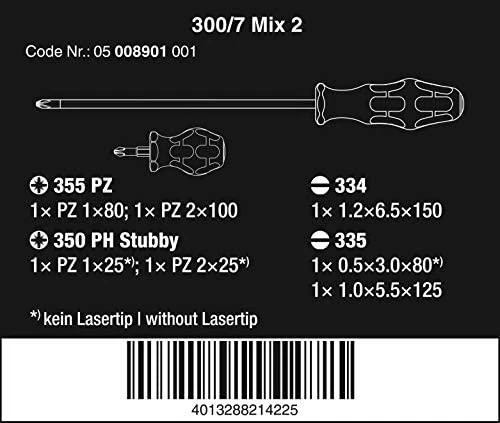 Atsuktuvų rinkinys Wera 300/7 Mix 2, 7vnt, PZ + SL