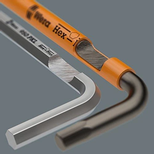 Šešiakampių L-formos raktų komplektas WERA Hex-Plus, 1,5-10 mm, HEX tipo, suapvalintu galu, spalvoti, su prilaikymu, 9 vnt.