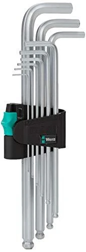 Šešiakampių raktų komplektas WERA Hex-Plus, 1,5-10 mm, HEX tipo, suapvalintu galu, chromuoti, 9 vnt.