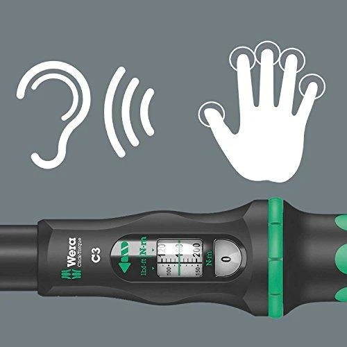 Wera Click-Torque C 3 sukimo momento raktas su grįžtamuoju terkšle, 1/2", 40–200 Nm