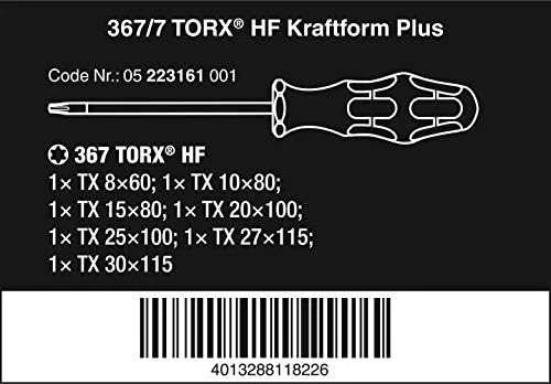 WERA 367/7 TORX HF Kraftform Plus varžtas dr. rinkinys w. laikantis fu.